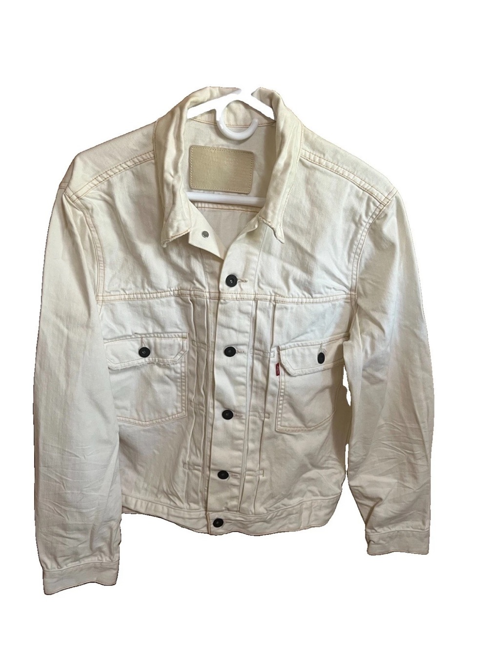 Levi's White Denim Jacket M Pleated Cinch Back 64049-0002 Type I/II Heritage Rei